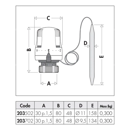 Głowica termostatyczna z czujnikiem przylgowym 20÷50 st. C