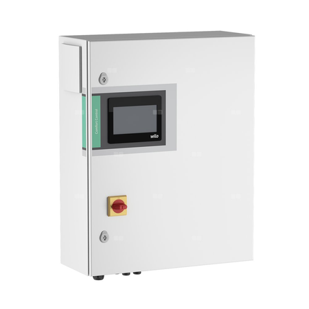 Urządzenie sterujące Wilo-Control CC-HVAC 2x3,0 FC WM do wszystkich standardowych dławnicowych i bezdławnicowych pomp o stałej prędkości obrotowej i silników indukcyjnych trójfazowych, do montażu naściennego.