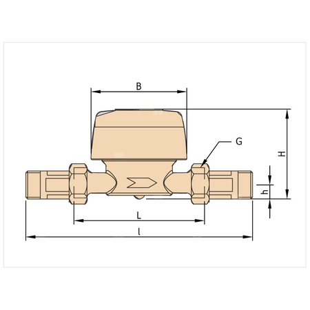 Wodomierz jednostrumieniowy suchobieżny antymagnetyczny, typu GSD8-I DN 15 Q3=2,5 m3/h R100/50, Tmax: 50st.C, L=110 mm