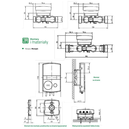 Ciepłomierz T330 qp 2,5 m3/h, redukcja 1/2"/M10 - zasilanie
