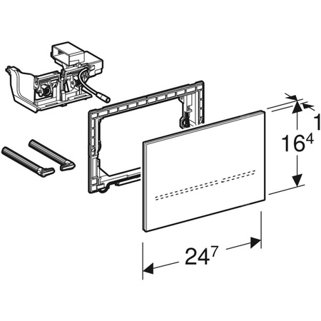Elektroniczny zestaw uruchamiający WC Geberit, Sigma80, 12cm, szkło czarne, prostokątny