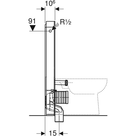 Moduł sanitarny do WC stojącego GEBERIT Monolith, 1010 mm x 480 mm x 106 mm, front: imitacja betonu, bok: aluminium