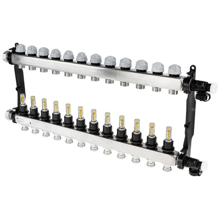 Rozdzielacz do ogrzewania podłogowego AFRISO ProCalida VA 1C 12-obieg. stal nierdzewna GZ 1'' x euroconus 3/4''