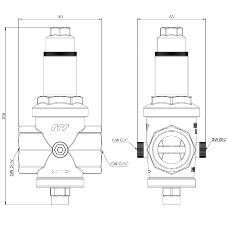 Regulator ciśnienia wody AFRISO BPR, GW 1 1/2''