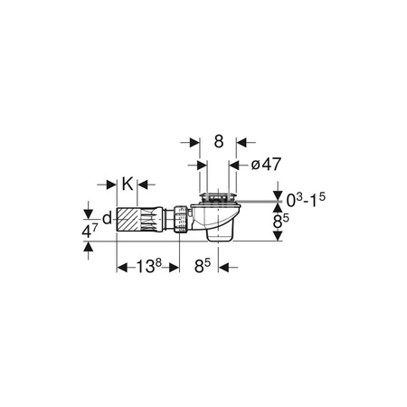 Pokrywa odpływu Geberit d52, do zestawu odpływowego do brodzików: Chrom błyszczący