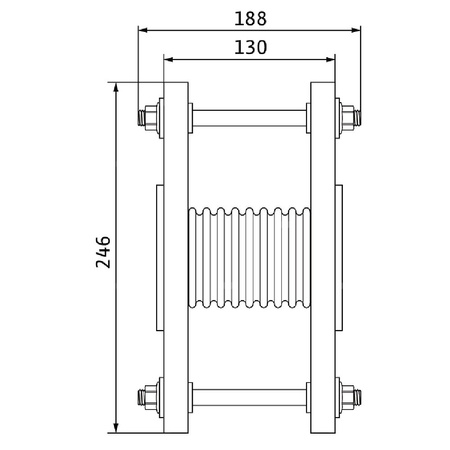 Kompensator stal nierdzewna, przył. DN 50 dł.188mm szer.165mm V 4A DN 50 WILO