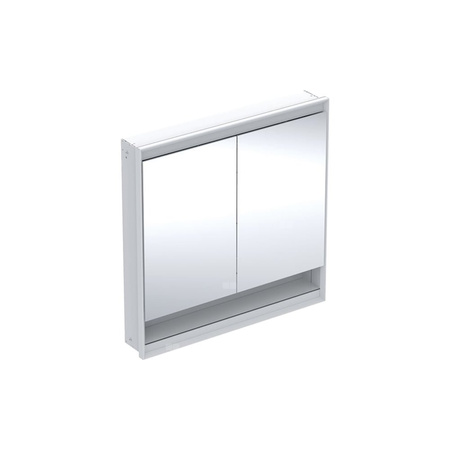 Szafka z lustrem Geberit ONE z wnęką i ComfortLight, z dwoma drzwiami, montaż podtynkowy, wysokość 90 cm: B=90cm, Biały / Aluminium malowane proszkowo