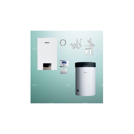 Pakiet - Kocioł gazowy jednofunkcyjny VAILLANT ecoTEC exclusive VC 20CS/1-7 kondensacyjny wiszący 2.8 - 21 kW + RegulatorsensoCOMFORT 720 + Zestaw powietrzno-spalinowy szachtowy + Zasobnik c.w.uVIH R 150/6 M
