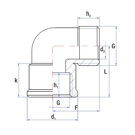 Kolano 90' RUMET mosiądz 3/4'' (GW x GZ), 30,5 mm