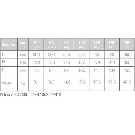 Wodomierz jednostrumieniowy suchobieżny przemysłowy, typu WDE-K50 DN 125 Q3=160 m3/h R100/100, Tmax: 90st.C, L=250 mm