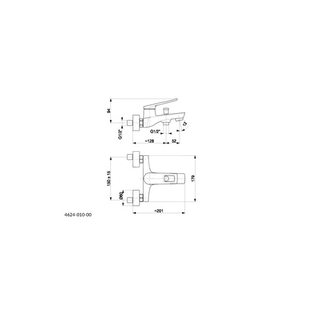Bateria wannowa ścienna KFA Armatura AMAZONIT, kolor chrom