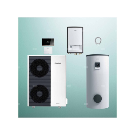 Pakiet Systemowy OZE - Pompa ciepła powietrze-woda split VAILLANT VWL 125/5AS aroTHERM 11.9 kW 400 V + Moduł naścienny VWL 127/5IS + Zasobnik c.w.u. VIH RW 300/3BR + Regulator sensoCOMFORT VRC 720 + Moduł komunikacji internetowej VR 940f