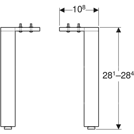 Zestaw nóg Geberit, wąskie (2 szt.): H=28.1cm, Chrom błyszczący