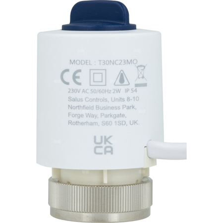 Siłownik elektrotermiczny SALUS T30NC23MO, złącze M30 x 1,5, napięcie 230 V AC, kolor biały