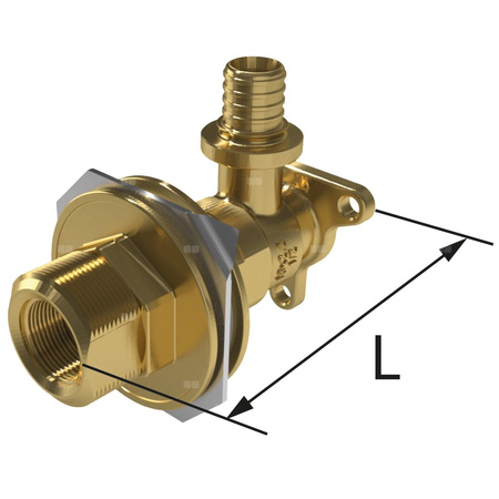 Kolano ścienne mosiężne z uszami do suchej zabudowy GW ultraLINE - 14 Rp1/2" L = 78 mm