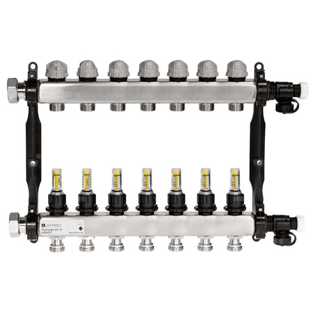 Rozdzielacz do ogrzewania podłogowego AFRISO ProCalida VA 1C 7-obieg. stal nierdzewna GZ 1'' x euroconus 3/4''