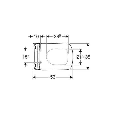 Deska sedesowa Geberit Selnova Square, slim, mocowanie od góry: Biały / Błyszczący, Zawiasy wypinane=Nie, Wolne opadanie=Nie, Materiał zawiasów=Stal nierdzewna