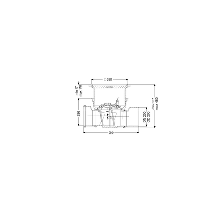 Zawór zwrotny (zasuwa burzowa) Staufix DN 200 z pokrywą pod płytki z dwoma klapami z tworzywa