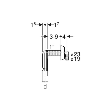Łącznik kątowy wężyka Geberit z rozetką: Chrom błyszczący