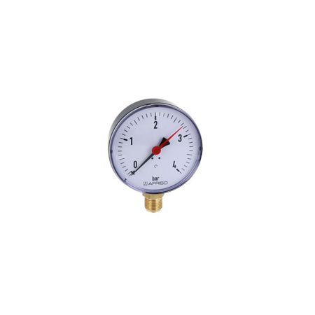 Manometr z rurką Bourdona AFRISO RF grzewczy 0/4 bar G1/2B radialne fi 100 mm, kl. 2.5%