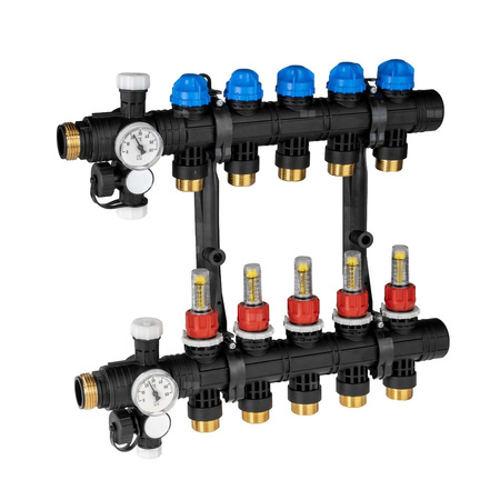 Rozdzielacz do ogrzewania podłogowego AFRISO ProCalida EF1 5-obieg. poliamid GZ 1'' x euroconus 3/4''