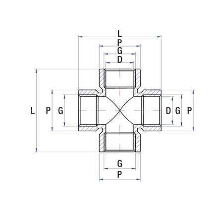 Złącze czwórnik RUMET Mosiądz 1/2'' (GW)