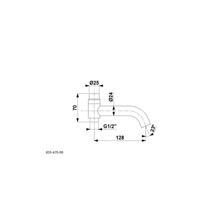 Wylewka do armatury sanitarnej typ J 1/2'' KFA Armatura MOZA długość 128 mm mosiądz czarny