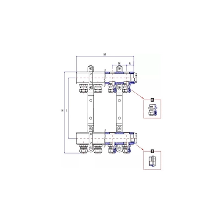 Rozdzielacz ogrzewania RUMET 50C 4 obwodowy