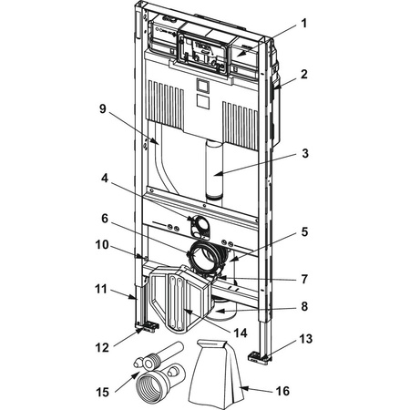 Stelaż podtynkowy do WC TECE profil, 1120 x 500 x 160 mm, regulowana wysokość, ze spłuczką