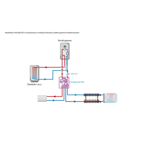 Rozdzielacz do ogrzewania podłogowego AFRISO ProCalida EF1 K 10-obieg. poliamid GZ 1'' x euroconus 3/4'' + przepływomierz + zawór napełn/spust