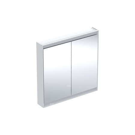 Szafka z lustrem Geberit ONE z ComfortLight i dwojgiem drzwi, montaż natynkowy, wysokość 90 cm: B=90cm, Biały / Aluminium malowane proszkowo