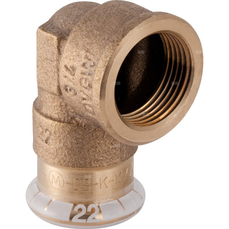 Kolano 90' GEBERIT Mapress Kupfer przejściowe, miedź, 1/2'' x 18 mm (GW x mufa zaprasowywana), (głębokość: 16 mm) z uszczelką