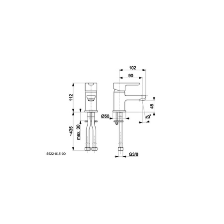 Bateria umywalkowa stojąca KFA Armatura GRANAT, chrom, montaż blat / otwór na baterię
