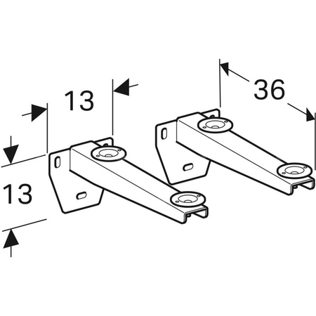 Zestaw kątowników montażowych Geberit do umywalki wielofunkcyjnej (2 szt.): L=36cm
