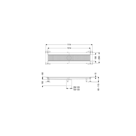 Odpływ rynnowy Ferrofix Express,158x1042x55mm, sys.125