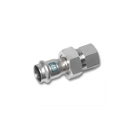 Śrubunek SANHA NiroSan SF trzyczęściowy, stal nierdzewna, 42 mm x 1 1/2'' (zw x GW)