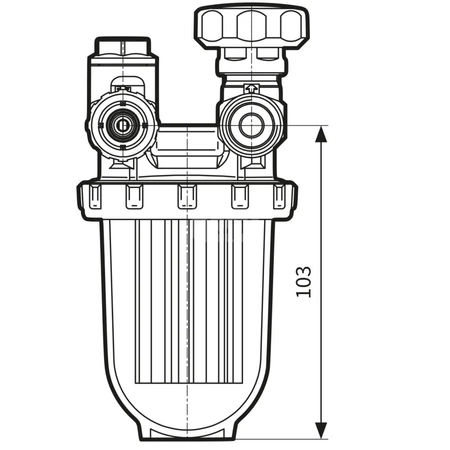 Filtr olejowy AFRISO R500Si jednorurowy z powrotem fi 3/8'' x 3/8'' GW x GZ, z wkładem plastikowym, maks. przepływ 210 l/h
