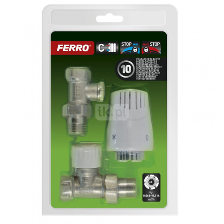 Komplet termostatyczny prosty z zaworem z nastawą wstępną