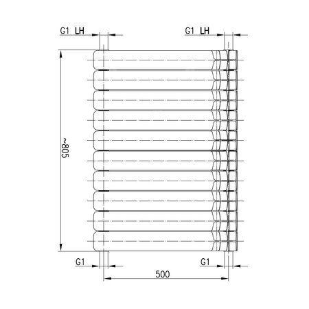 Grzejnik żeberkowy GAVIA 50 PLUS aluminium, podłączenie boczne 575 x 805 mm, kolor czarny, moc 1173.3 W