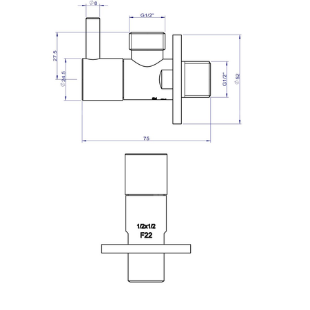 Zawór wodny FERRO ROTONDO, jasny złoty GZ 1/2'' x GZ 1/2''