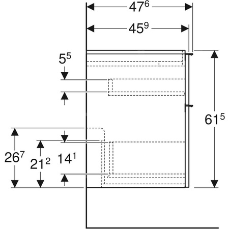 Szafka pod umywalkę podwójną Geberit iCon, z czterema szufladami: Szerokość umywalki=120cm, H=61.5cm, Korpus i front: szary piaskowy / lakierowany, wysoki połysk, Uchwyt: szary piaskowy / malowany proszkowo, matowy