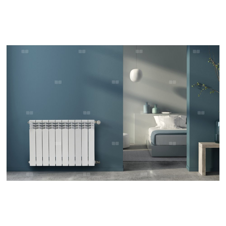 Grzejnik żeberkowy KFA Armatura G500F aluminium, podłączenie boczne 572 x 805 mm, kolor biały (RAL 9016)