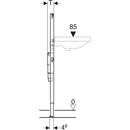 Stelaż podtynkowy do umywalki GEBERIT Duofix, 1120 x 500 x 75 mm, bateria: stojąca z podtynkową skrzynką funkcyjną, regulacja wysokośći, wbudowany syfon