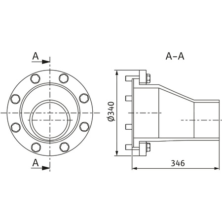 Króciec kołnierzowy tworzywo sztuczne dł.540mm szer.380mm DN 200/PE-HD 160x9,5 WILO