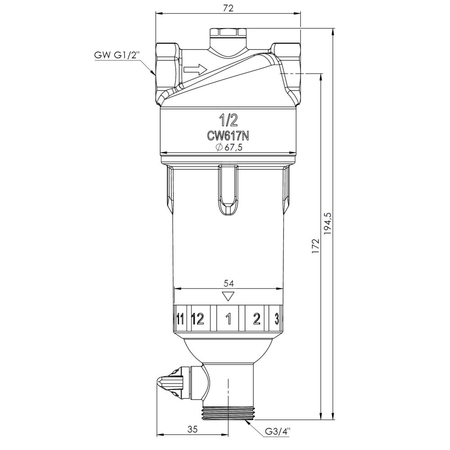 Filtr do wody AWF 110 z płukaniem ręcznym, GW G1/2''