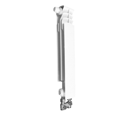 Grzejnik żeberkowy KFA Armatura G500F/D/1 aluminium, podłączenie dolne, lewe, proste 572 x 80 mm, kolor biały (RAL 9016)
