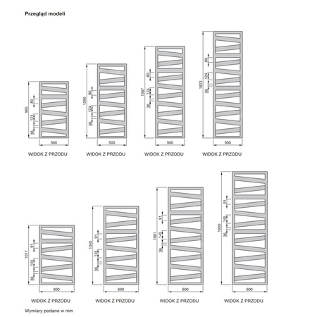 Grzejnik elektryczny ZEHNDER Kazeane 1291 x 500 mm, kolor chrom, moc 300 W
