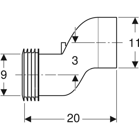 Króciec przyłączeniowy odpływu Geberit do wiszącej miski WC, z odsadzką 3 cm: Biały-alpin