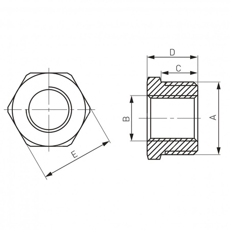 Redukcja FERRO, mosiądz (chrom), 3/4'' x 1/2'' (GZ x GW)