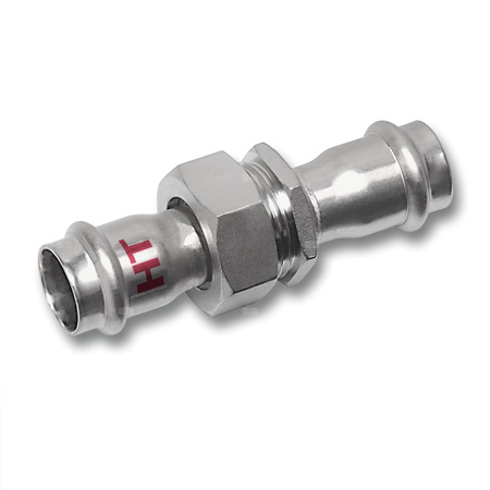 Śrubunek SANHA NiroSan Press Industry trzyczęściowy, stal nierdzewna, 54 mm (zw x zw)